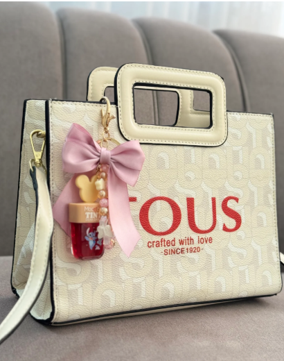 5908- TOUS MINI SHOPPER BEIGE+ LLAVERO